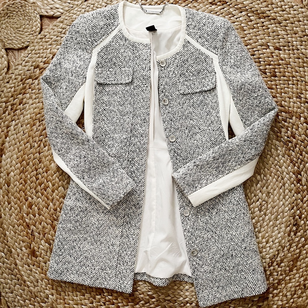 WHBM Tweed Long Fitted Coat